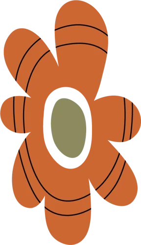 Motif dessiné au trait noir : fleur mandarine