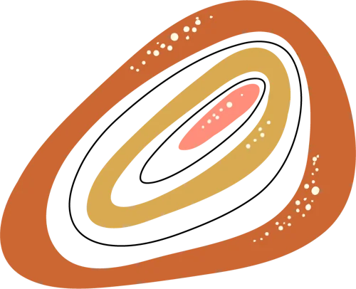 Motif dessiné Atelier SanSam : galet mandarine aux cercles concentriques