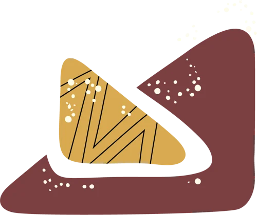 Motif dessiné Atelier SanSam : triangle moutarde et équerre bordeaux