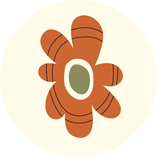 Sticker Atelier SanSam : fleur mandarine sur fond blanc coton
