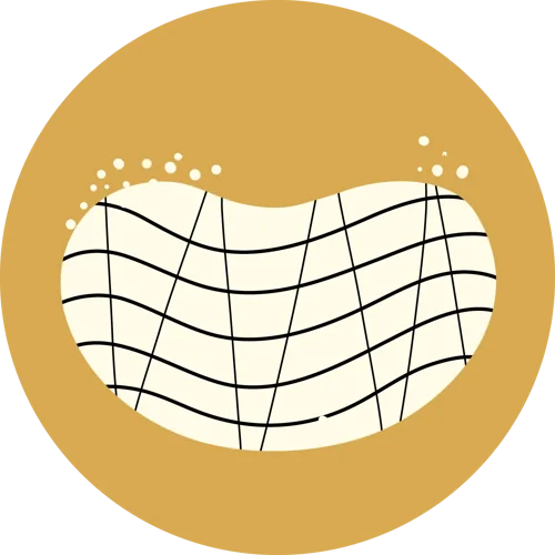Sticker Atelier SanSam : grille ondulée crème sur fond moutarde