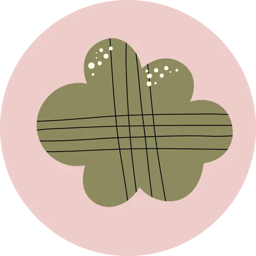 Sticker Atelier SanSam : fleur quadrillée olive sur fond rose