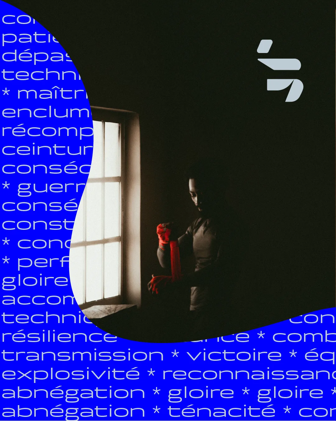 Mur de mots aux valeurs du club : discipline, résilience, transmission