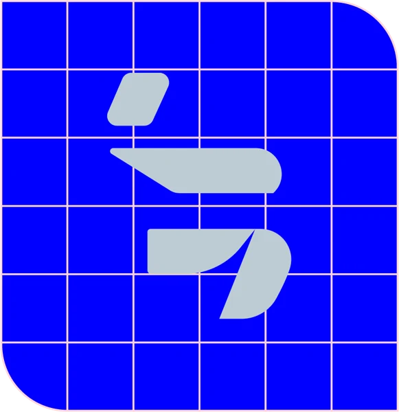 Symbole La Forge, un R en forme de combattant en garde, sur grille bleue