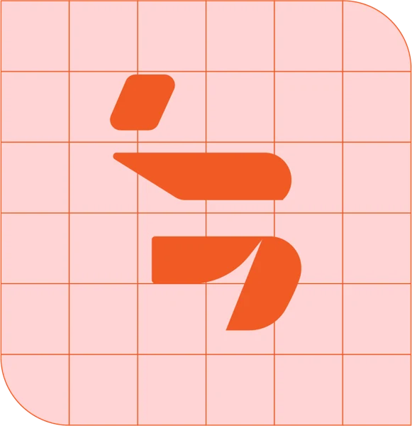 Symbole La Forge orange sur grille rose