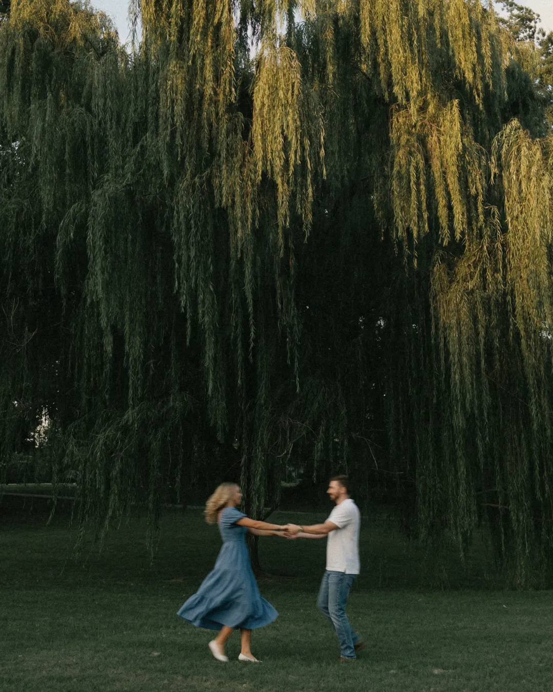 Couple qui danse sous un saule pleureur, campagne Florilège