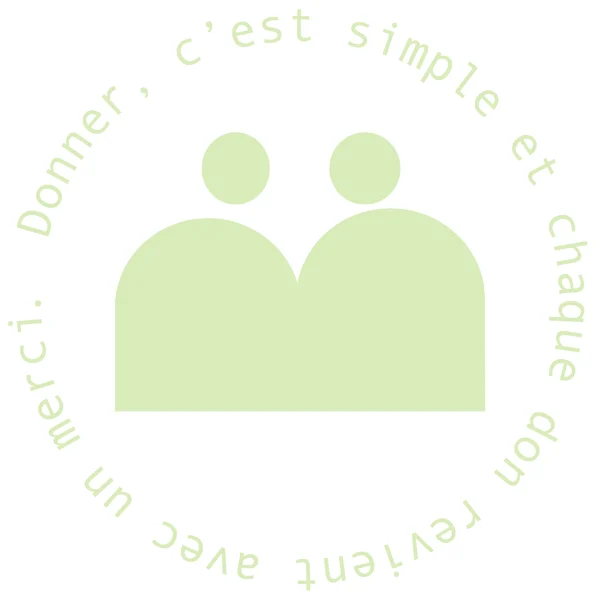 Tampon MERCI vert tendre avec la signature en cercle